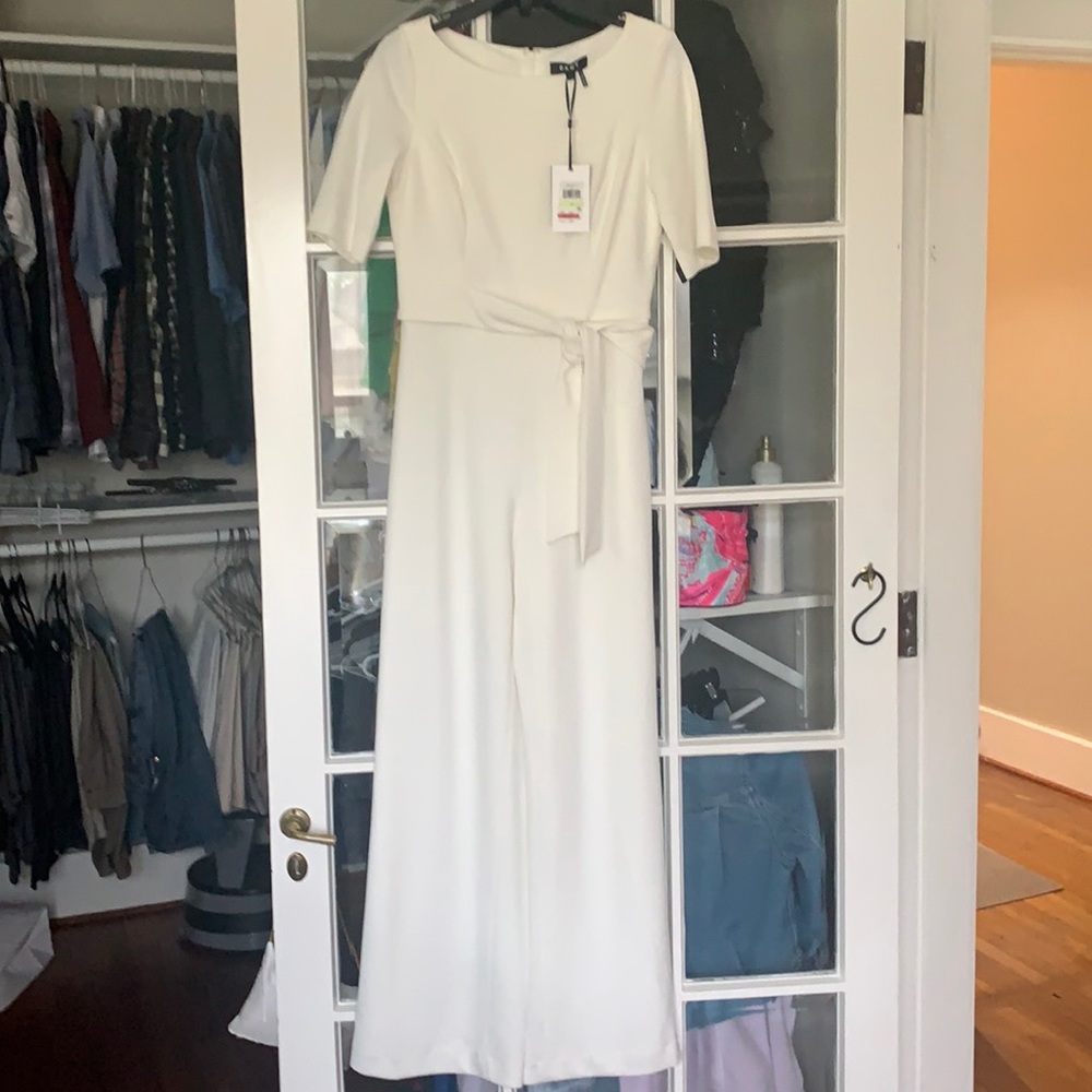 Gorgeous white belted DKNY belted jumpsuit